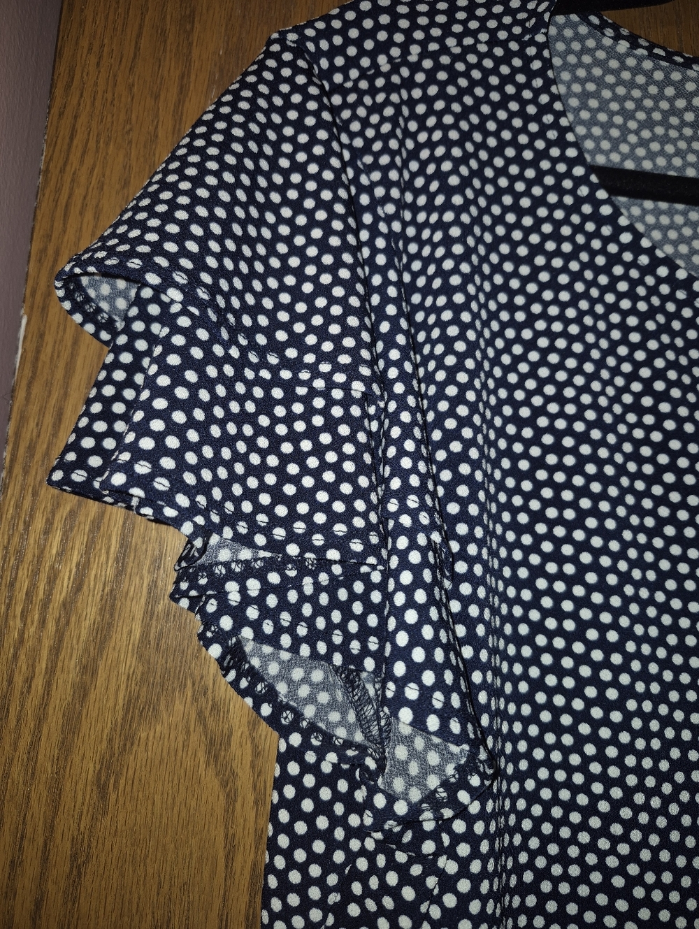 Polka Dot Short Sleeve Women’s Top - Navy/White - Picture 3 of 4